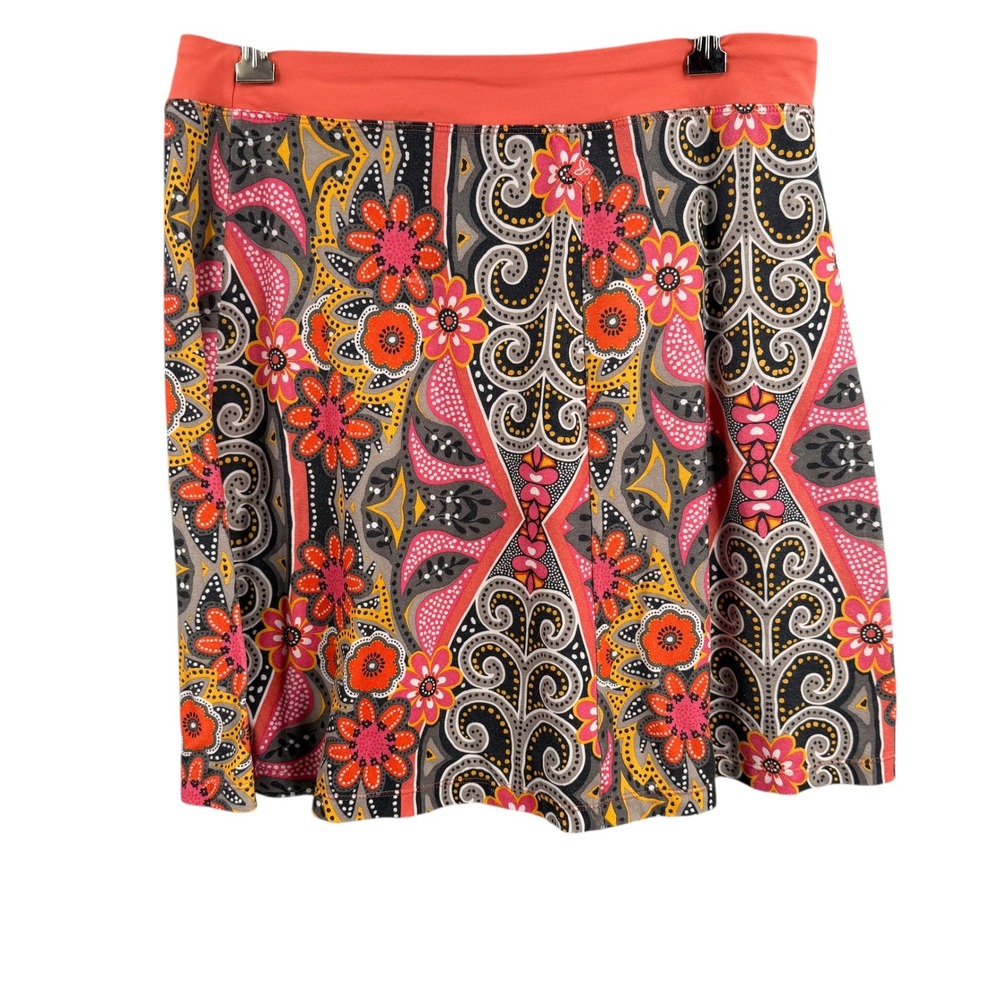 Prana Women's‎ Skirt Size M Colorful Floral Print A-Line Elastic Waist